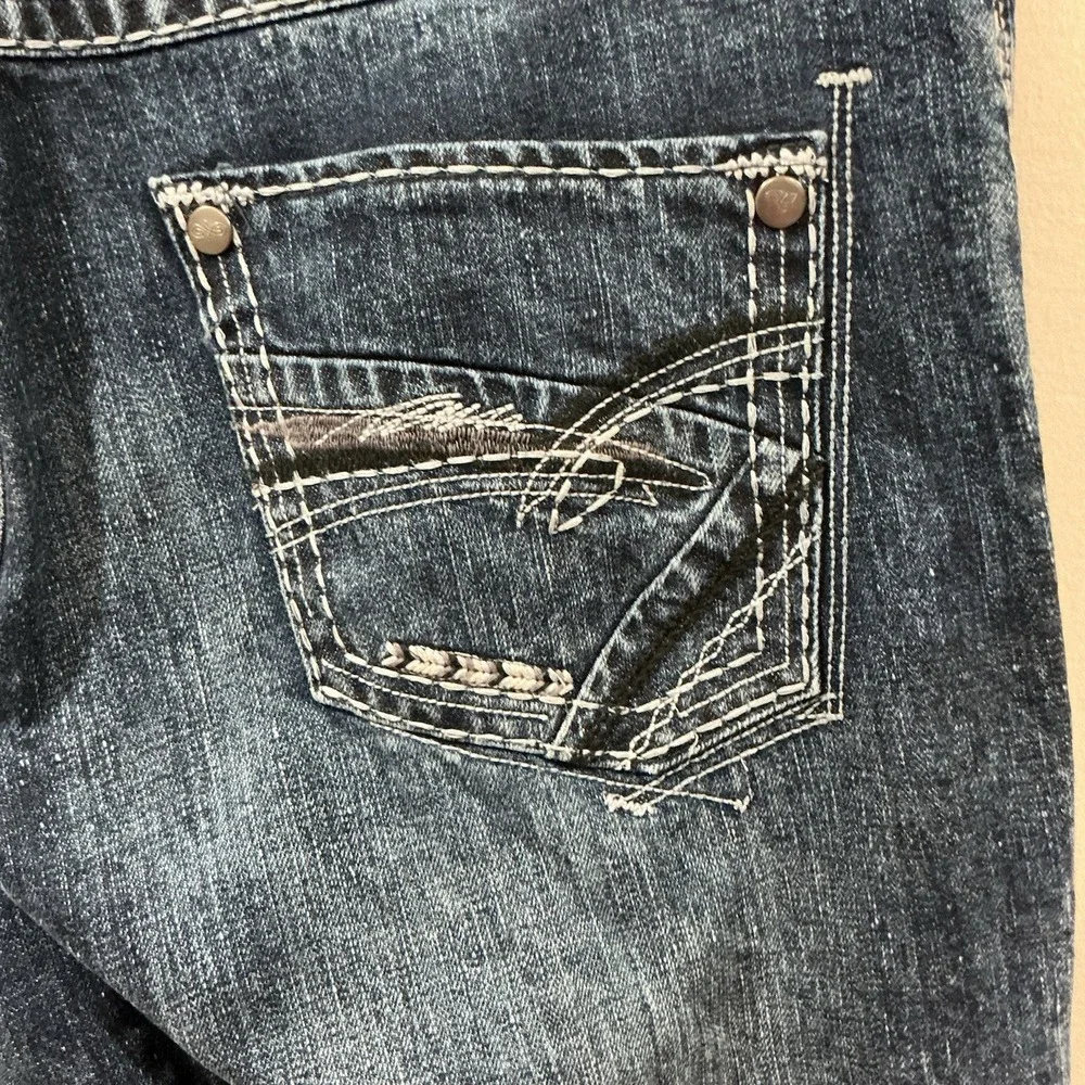 Wrangler Rock 47 Denim Relaxed Mens 36 X 32 Boot Cut Jeans Western Heavy Stitch